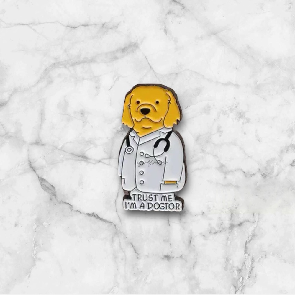 3/$18 NEW Dog Trust Me I’m A Dogtor Doctor White Coat Enamel Pin Brooch